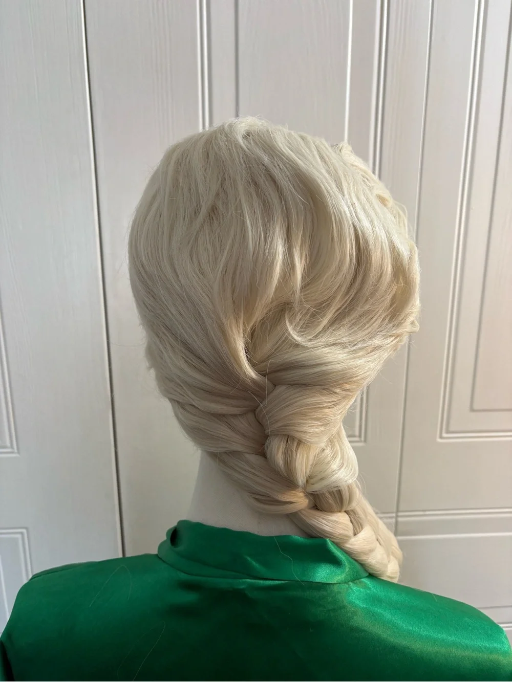 Women Blonde Braided Ponytail Wig Ice Princess Frozen Cosplay Costume Halloween